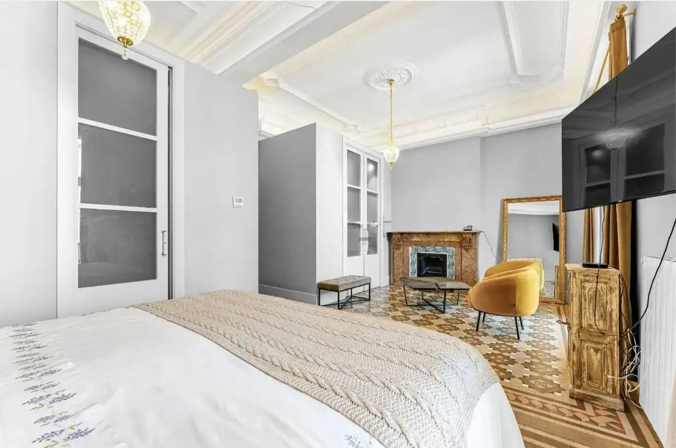 Schlafzimmer von Wohnung zur Miete in Barcelona mit Heizung, Terrasse und Möbliert