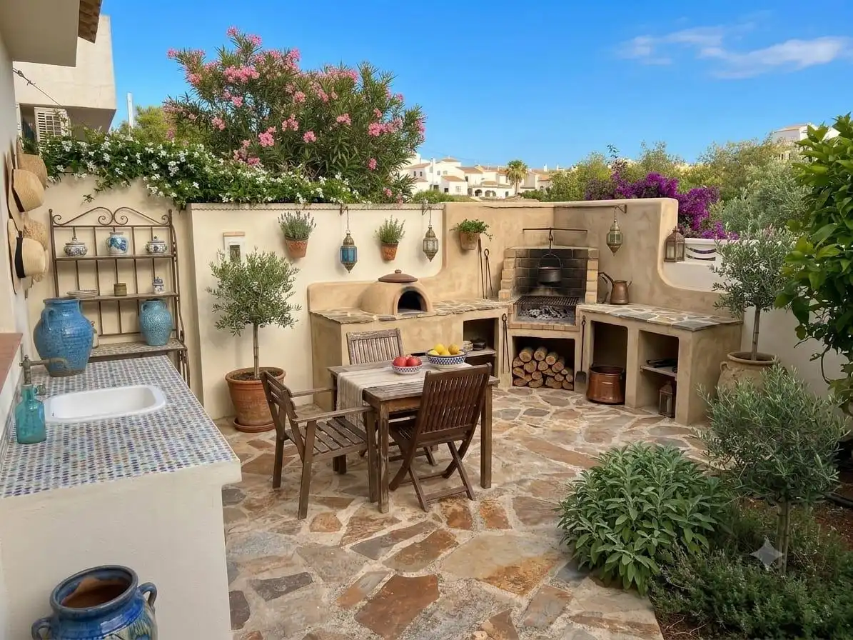 Terrasse von Einfamilien-Reihenhaus zum Verkauf in Dénia mit Klimaanlage, Privatgarten und Terrasse