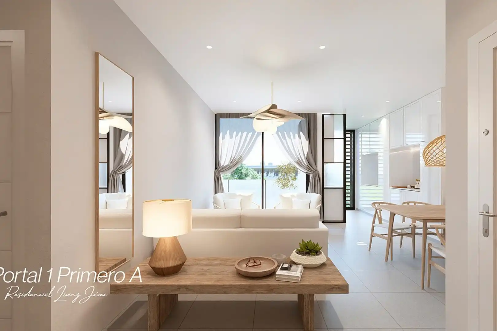 Wohnzimmer von Dachboden zum Verkauf in Jávea / Xàbia mit Klimaanlage, Heizung und Privatgarten