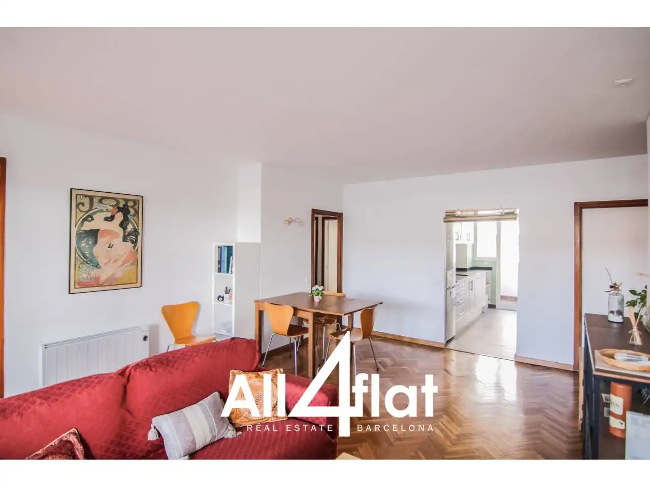 Wohnzimmer von Wohnung zur Miete in Barcelona mit Heizung, Parkett und Terrasse