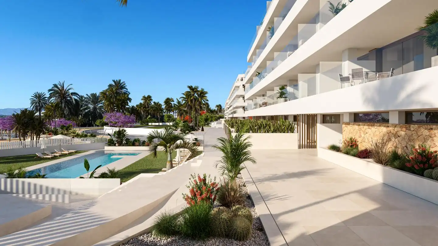 Außenansicht von Wohnung zum Verkauf in Garrucha mit Klimaanlage, Terrasse und Schwimmbad