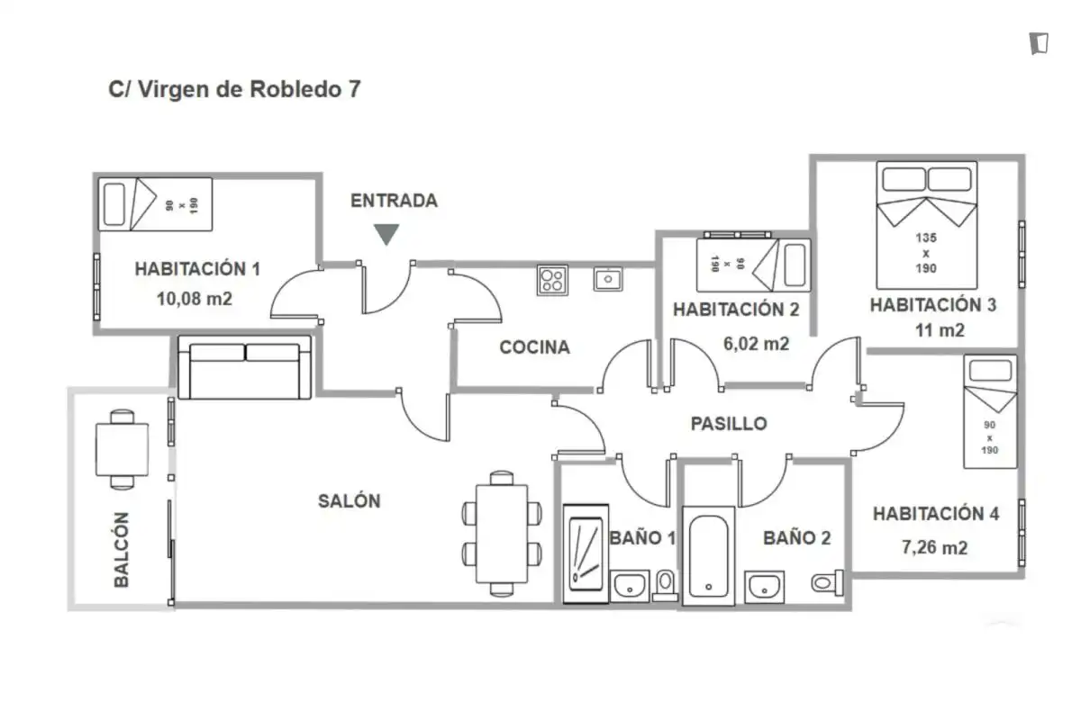 Apartments for share in Sevilla  with Air Conditioner, Heating and Furnished
