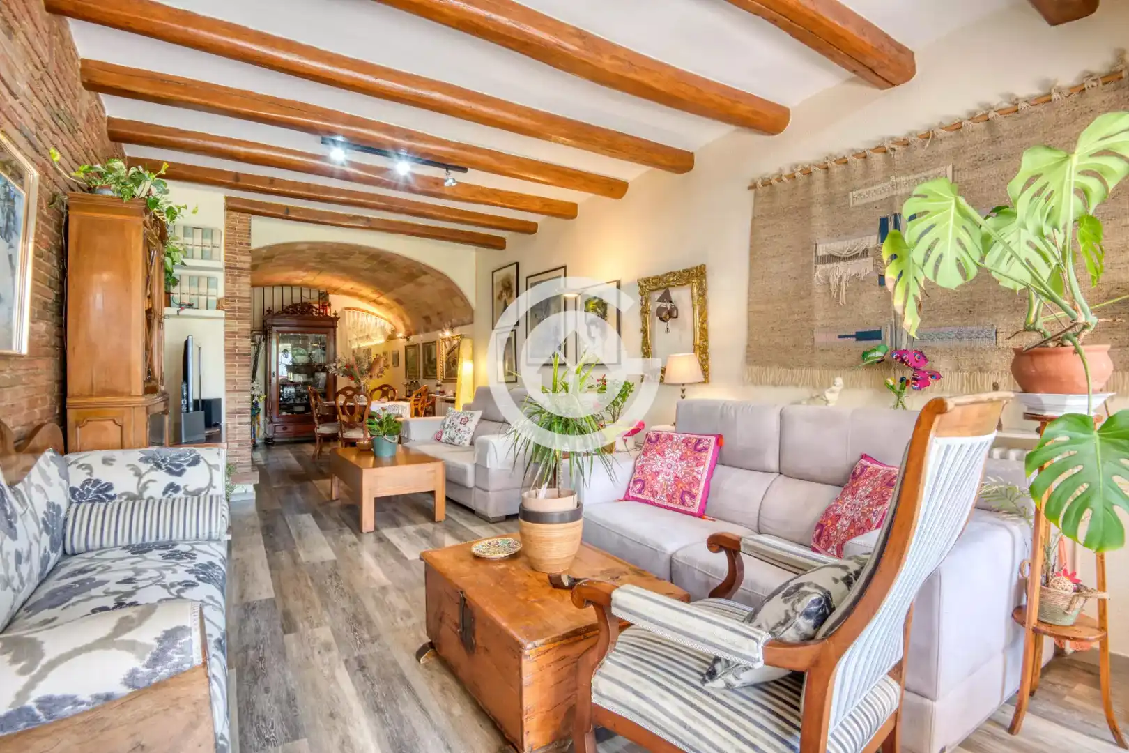 Sala de estar de Casa adosada en venta en Palafrugell con Calefacción, Parquet y Terraza