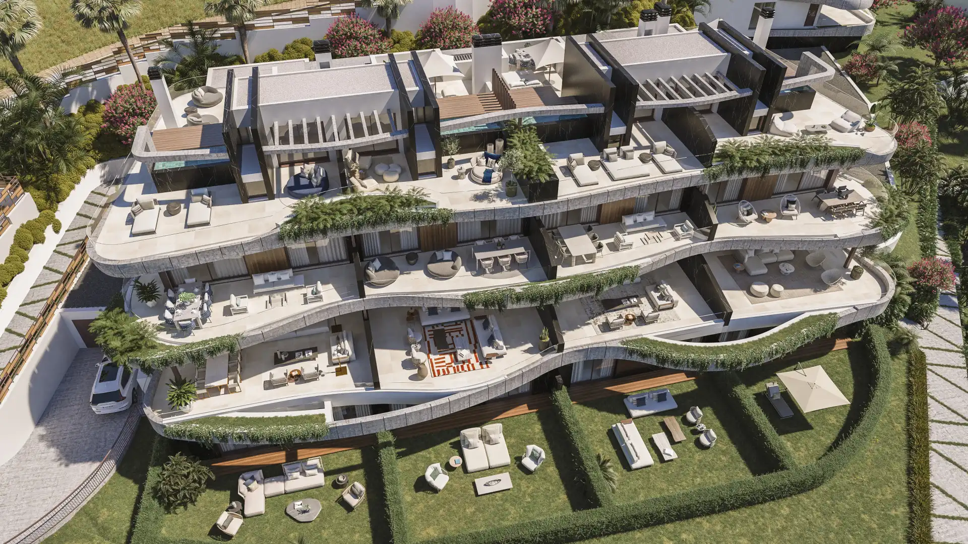 Vista exterior de Àtic en venda en Marbella amb Aire condicionat, Terrassa i Piscina