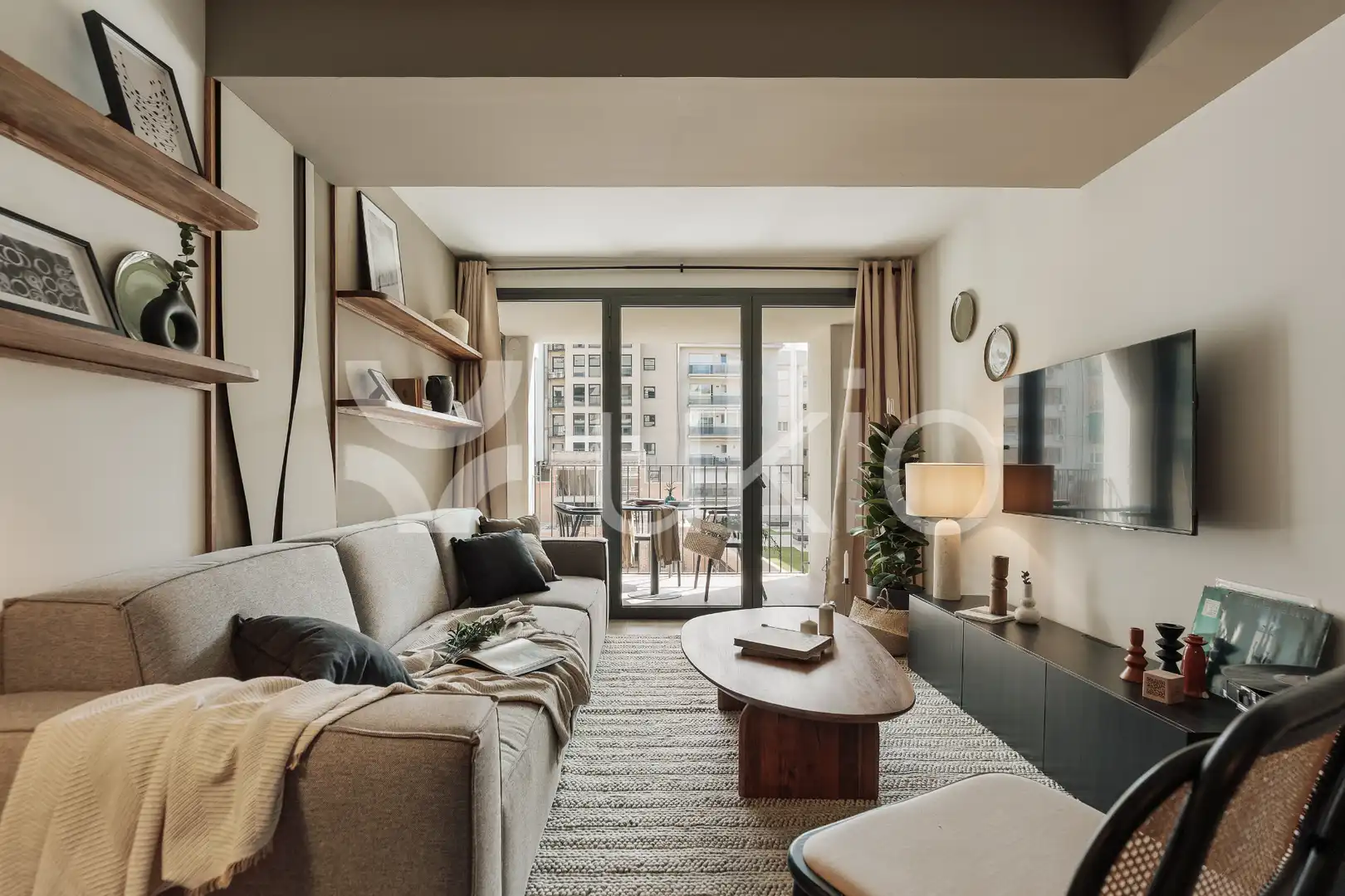 Wohnzimmer von Wohnungen zur Miete in  Barcelona Capital mit Klimaanlage, Heizung und Möbliert