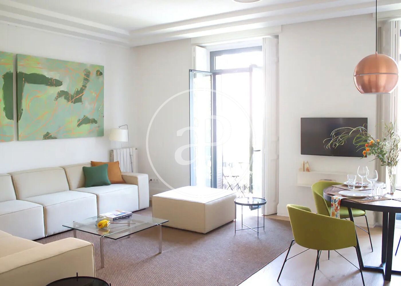 Living room of Flat to rent in  Madrid Capital  with Air Conditioner, Heating and Terrace