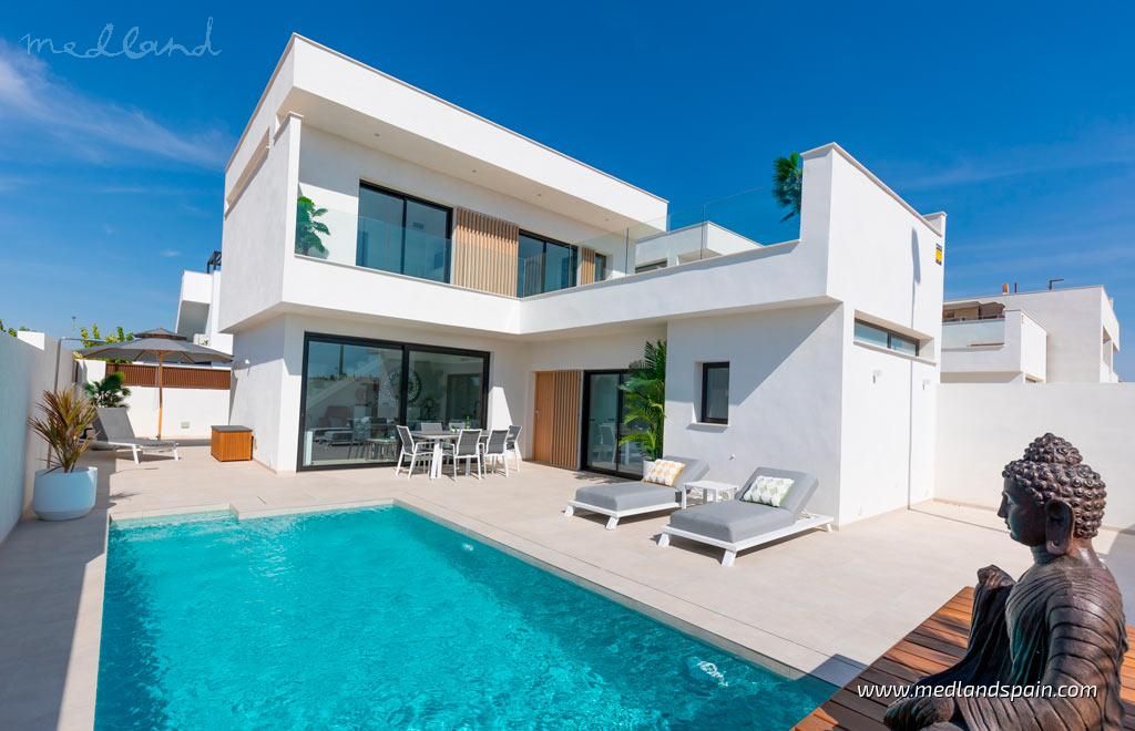 Swimming pool of Houses for sale in San Javier  with Air Conditioner, Heating and Private garden