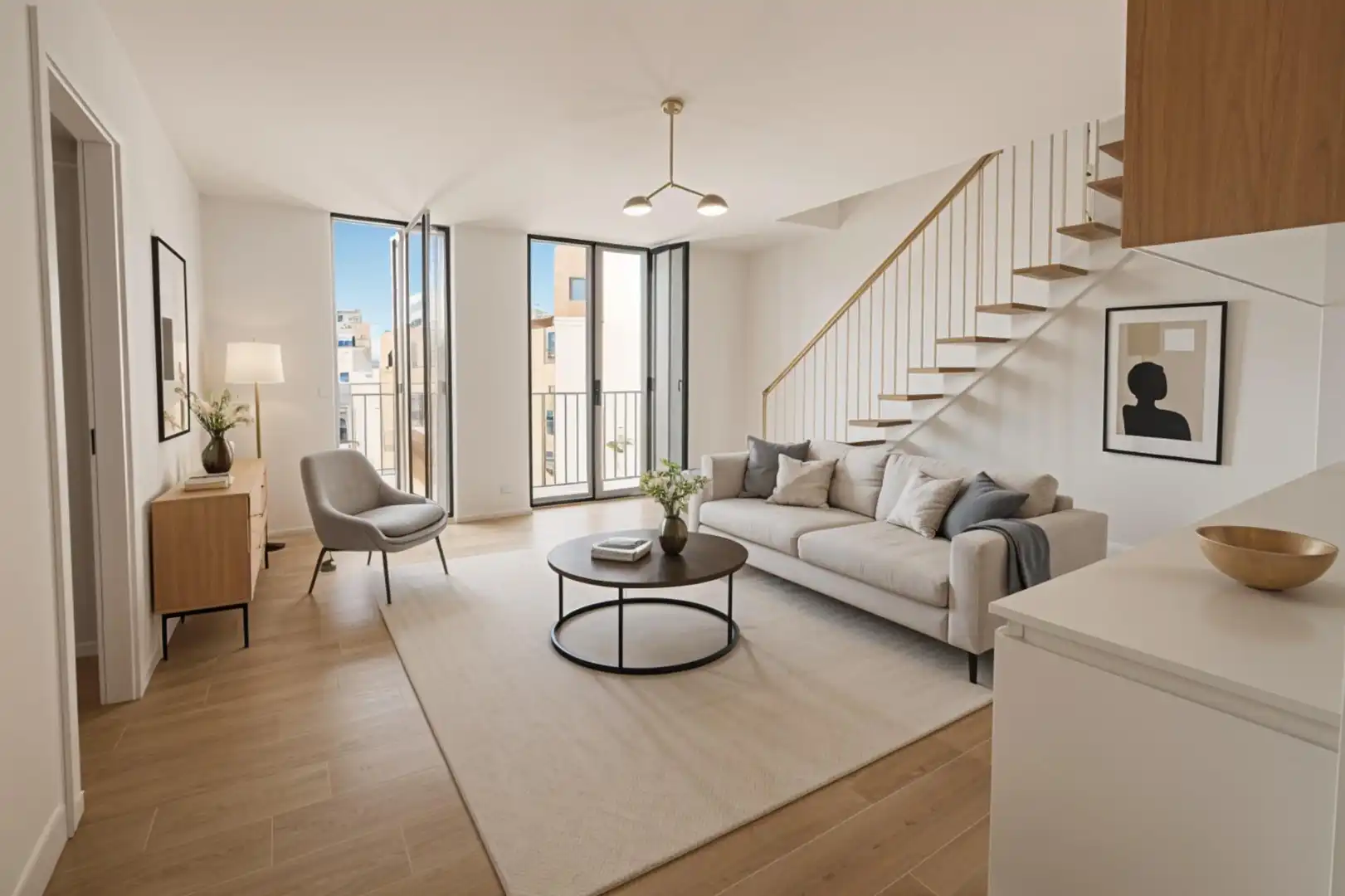 Living room of Duplexes for sale in Mataró  with Heating, Parquet flooring and Terrace
