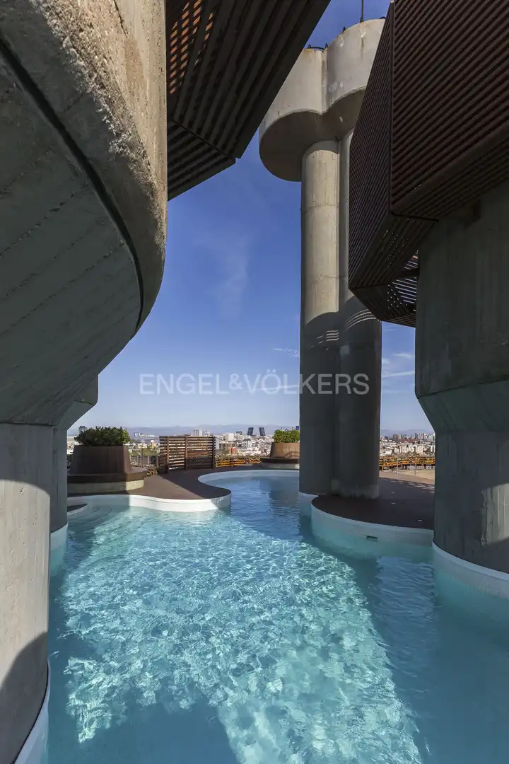 Swimming pool of Flat for rent in Madrid  with Air Conditioner, Heating and Furnished