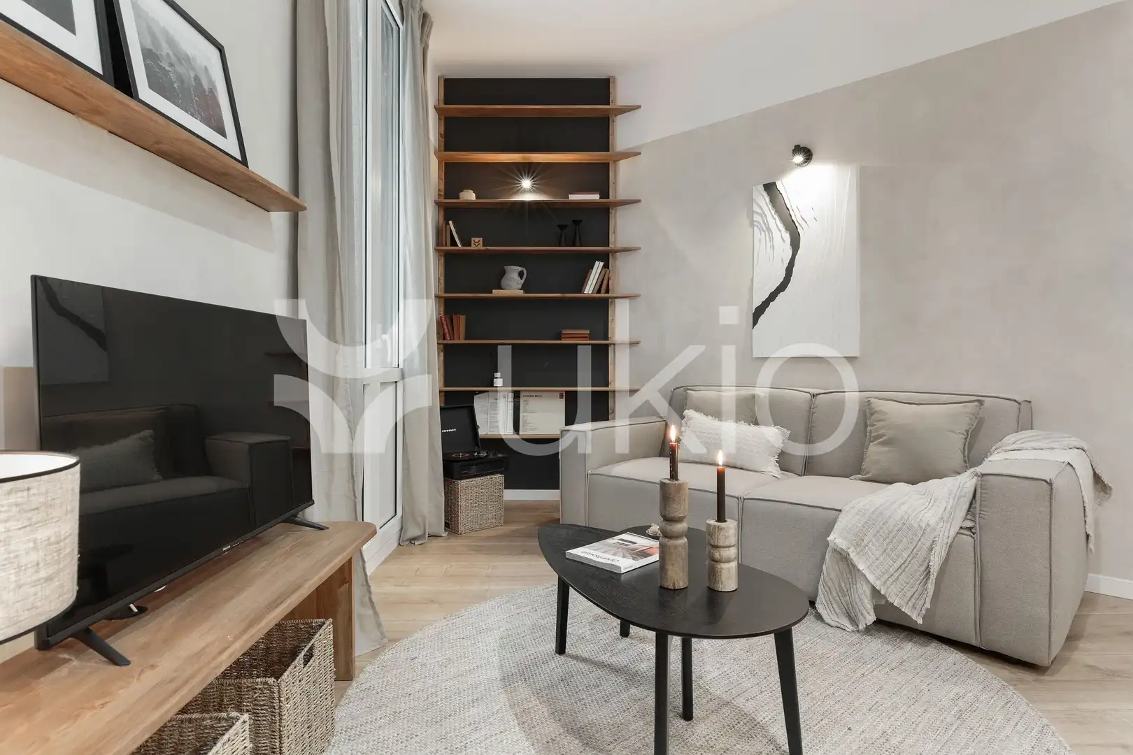 Sala de estar de Apartamento de alquiler en Barcelona con Aire acondicionado, Calefacción y Amueblado