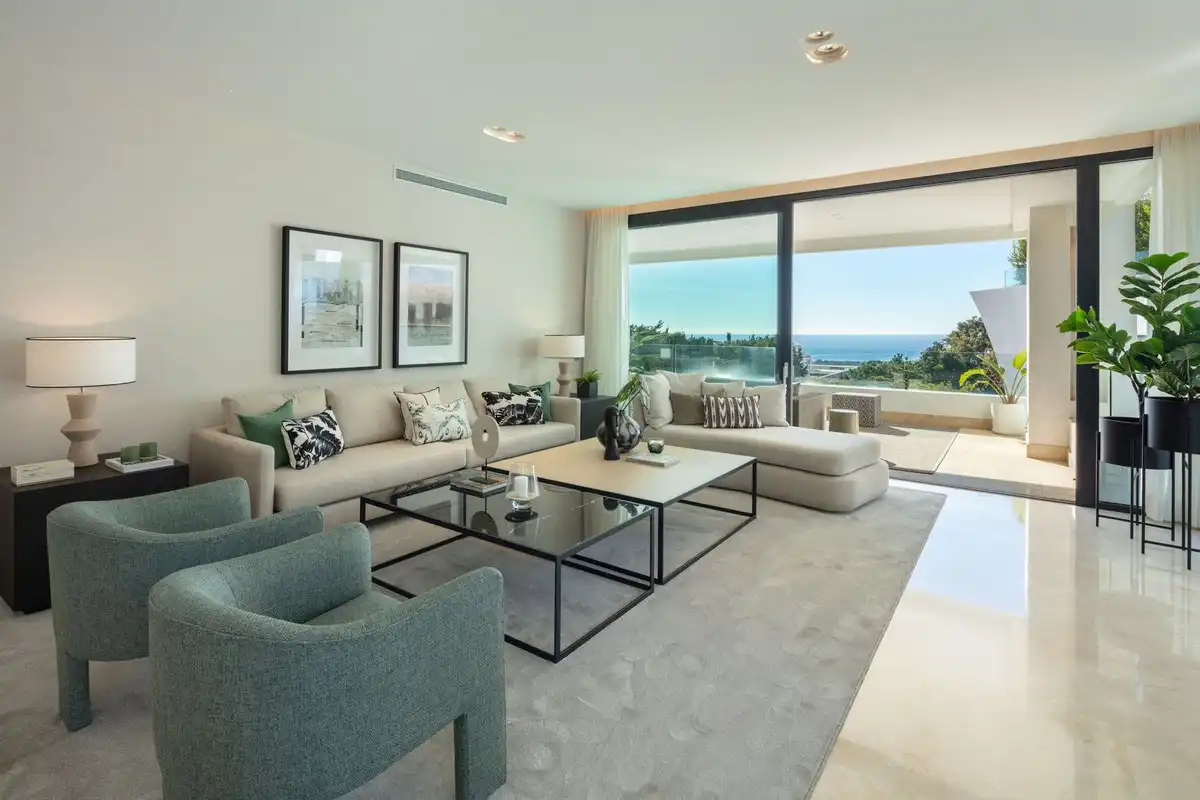 Living room of Duplexes for sale in Marbella  with Air Conditioner and Community pool