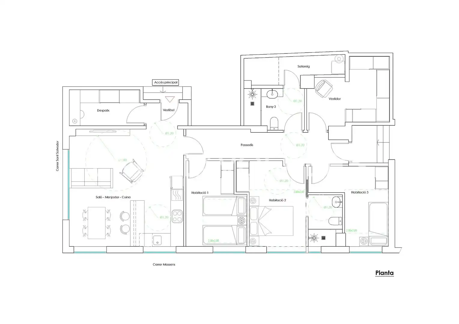 Flat for rent in Barcelona  with Air Conditioner, Heating and Parquet flooring