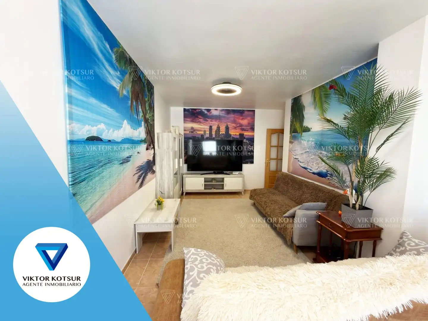Wohnzimmer von Wohnung zum Verkauf in Roquetas de Mar mit Klimaanlage, Terrasse und Möbliert