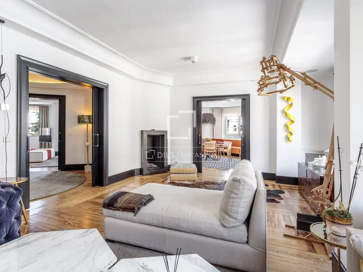Wohnzimmer von Wohnung zur Miete in Madrid mit Klimaanlage, Heizung und Parkett