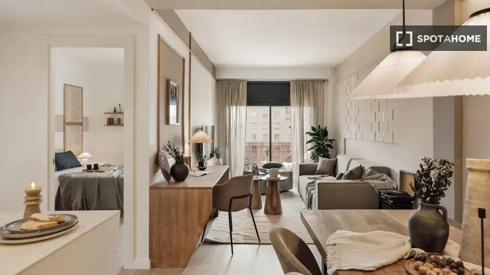 Living room of Flat for rent in Barcelona  with Air Conditioner, Heating and Furnished