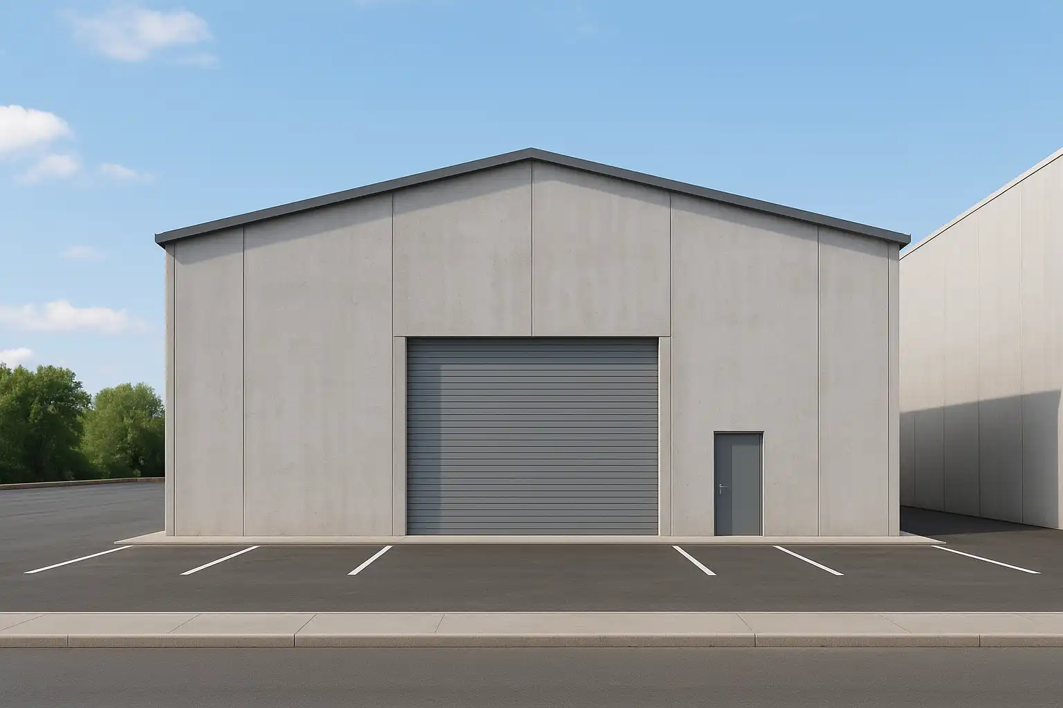 Vista exterior de Nave industrial de alquiler en Sarrià de Ter