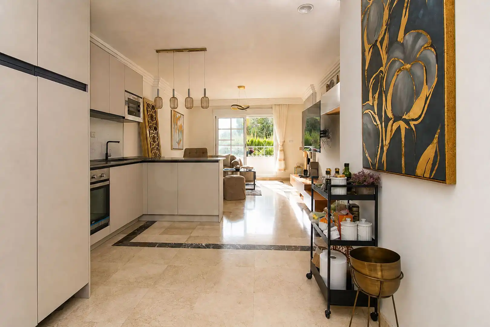 Kitchen of Flat for rent in Marbella  with Air Conditioner, Terrace and Swimming Pool
