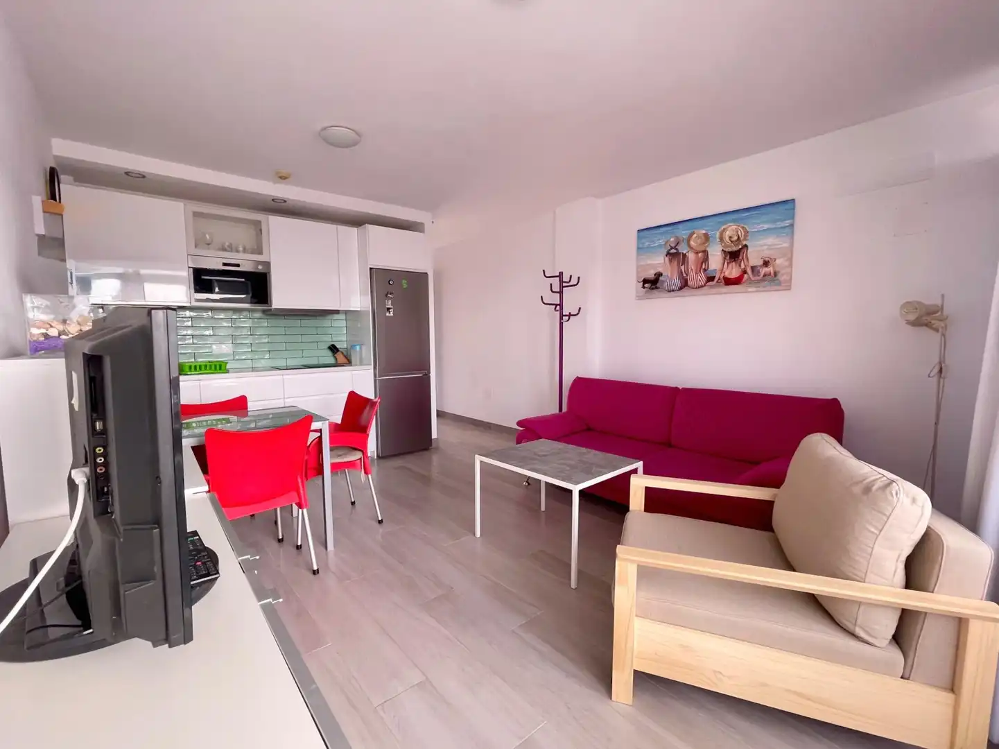 Sala d'estar de Apartament de lloguer en Mogán amb Moblat, Balcó i Piscina comunitària