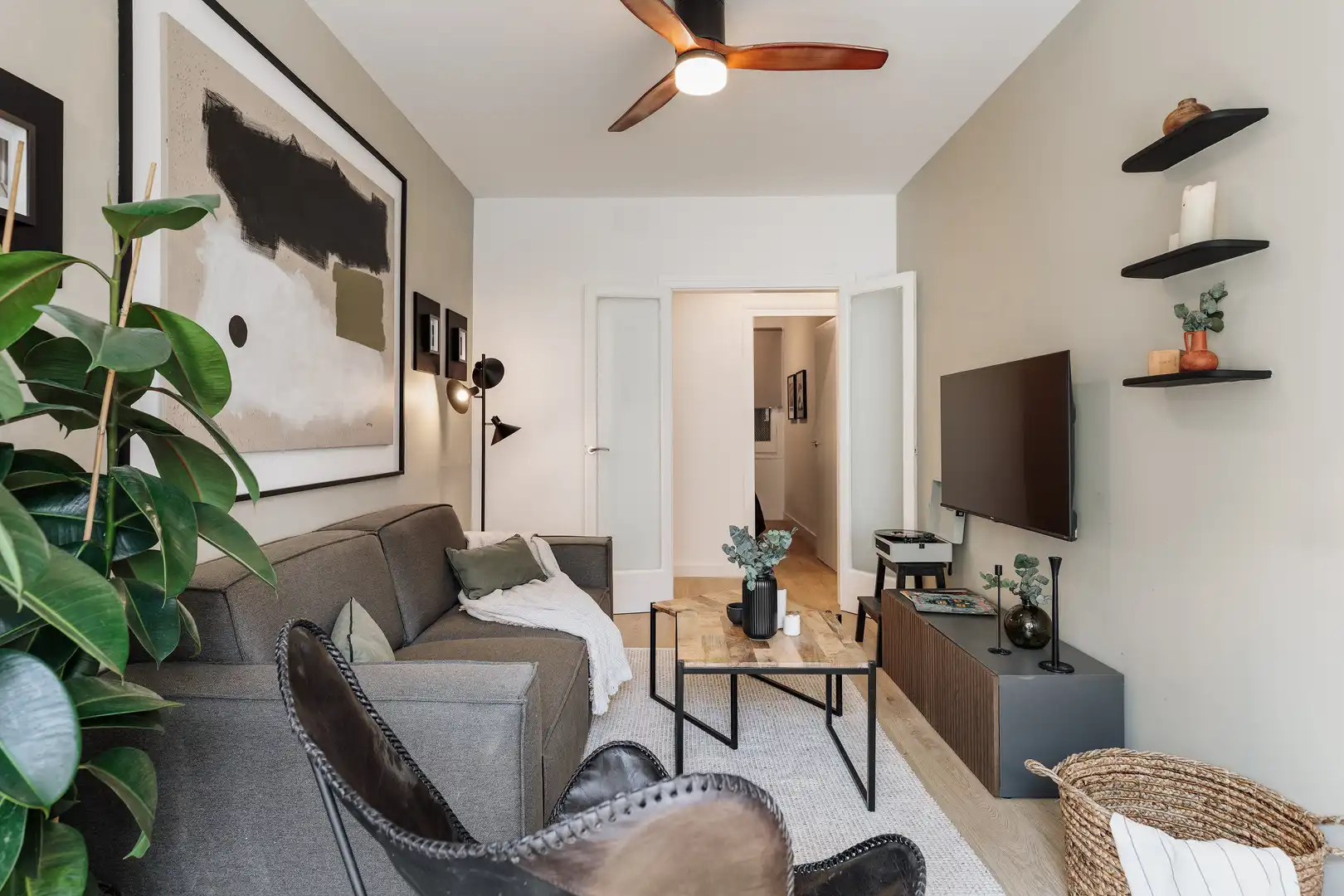 Sala de estar de Apartamento de alquiler en Barcelona con Amueblado, Horno y Lavadora
