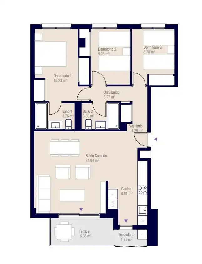 Wohnung zum Verkauf in Alicante / Alacant mit Klimaanlage, Heizung und Terrasse