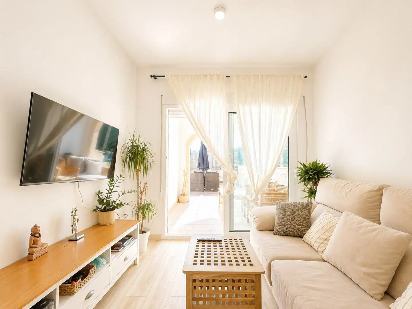 Sala d'estar de Apartament en venda en Benitachell / El Poble Nou de Benitatxell amb Aire condicionat, Calefacció i Terrassa