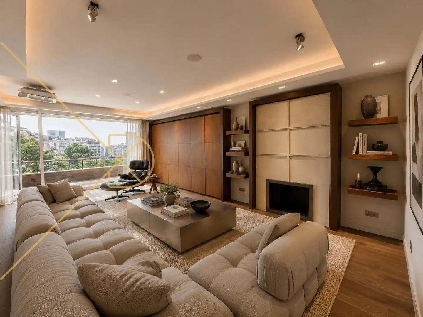Wohnzimmer von Dachboden zur Miete in Barcelona mit Klimaanlage, Heizung und Parkett