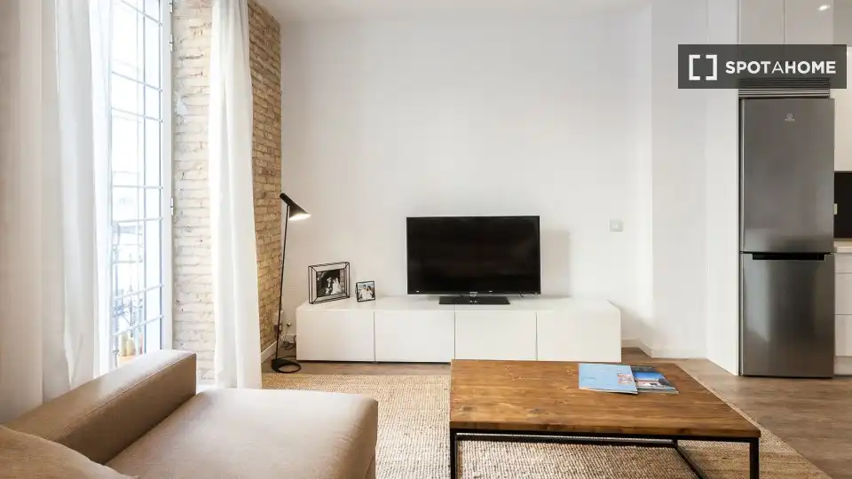 Living room of Flat for rent in Valencia  with Air Conditioner, Heating and Furnished