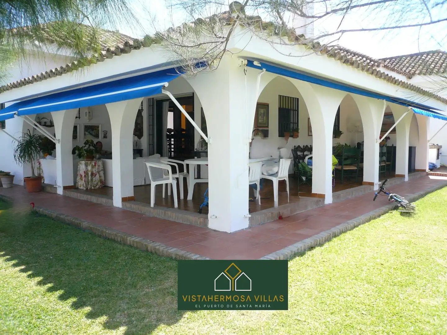 Terrassa de Casa o xalet de lloguer en El Puerto de Santa María amb Aire condicionat, Jardí privat i Moblat