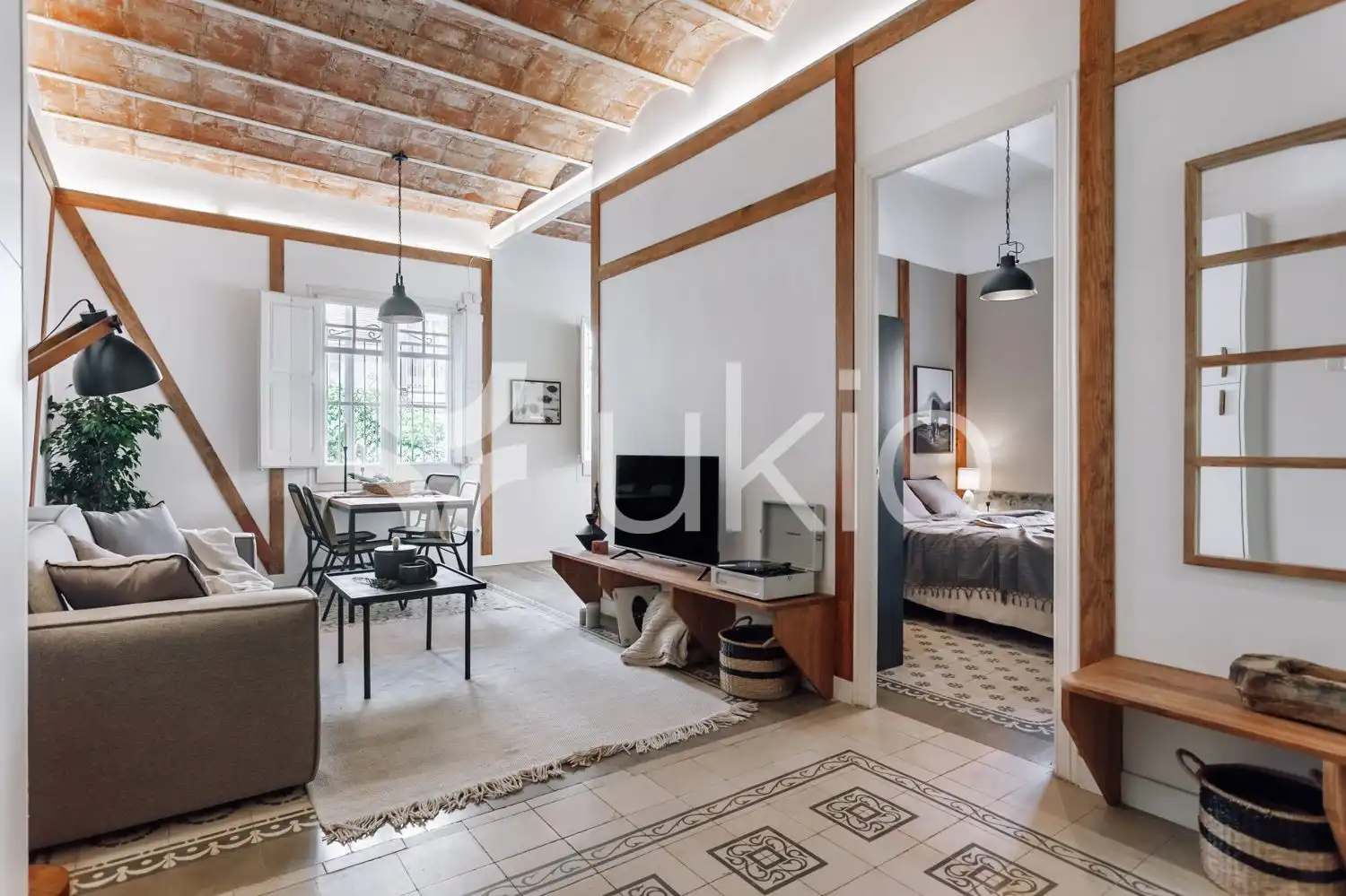 Sala de estar de Apartamento de alquiler en Barcelona con Aire acondicionado, Amueblado y Horno