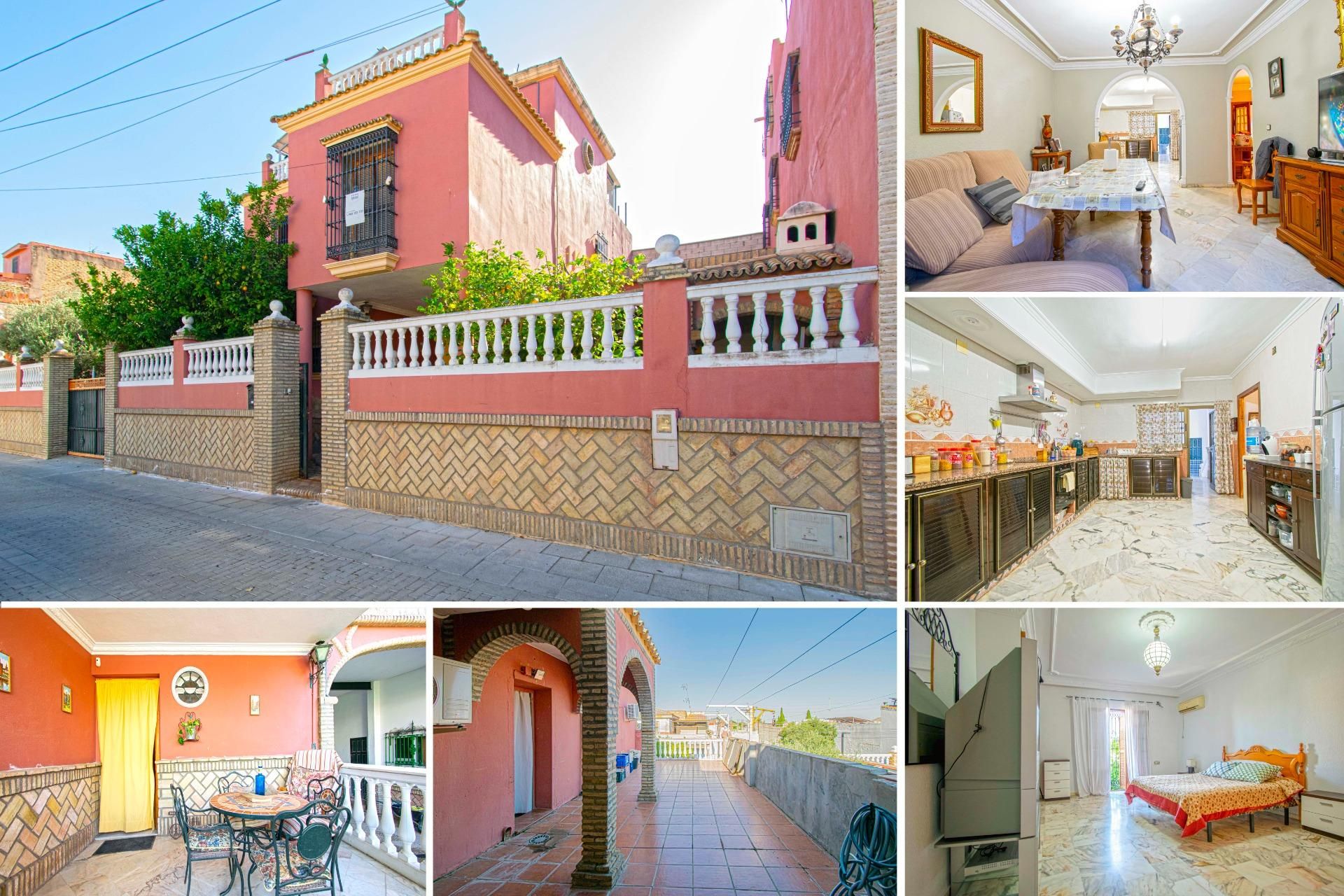 Exterior view of Single-family semi-detached for sale in Alcalá de Guadaira  with Air Conditioner, Private garden and Terrace