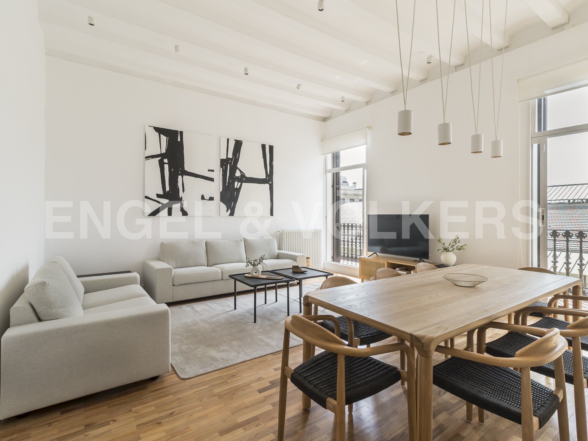 Living room of Apartment to rent in  Barcelona Capital  with Air Conditioner, Heating and Parquet flooring