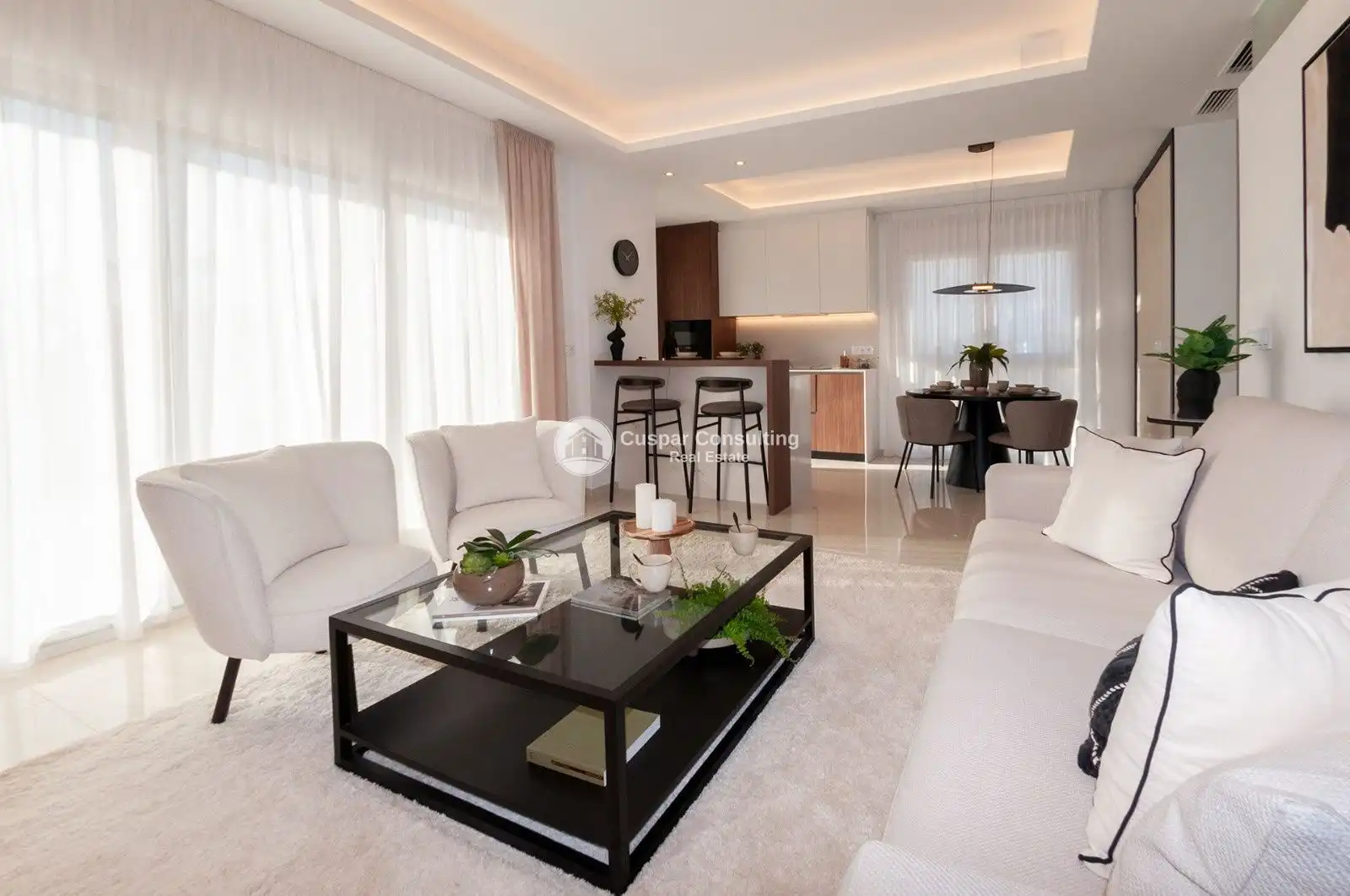 Sala de estar de Apartamento de alquiler en Rojales con Aire acondicionado, Calefacción y Jardín privado