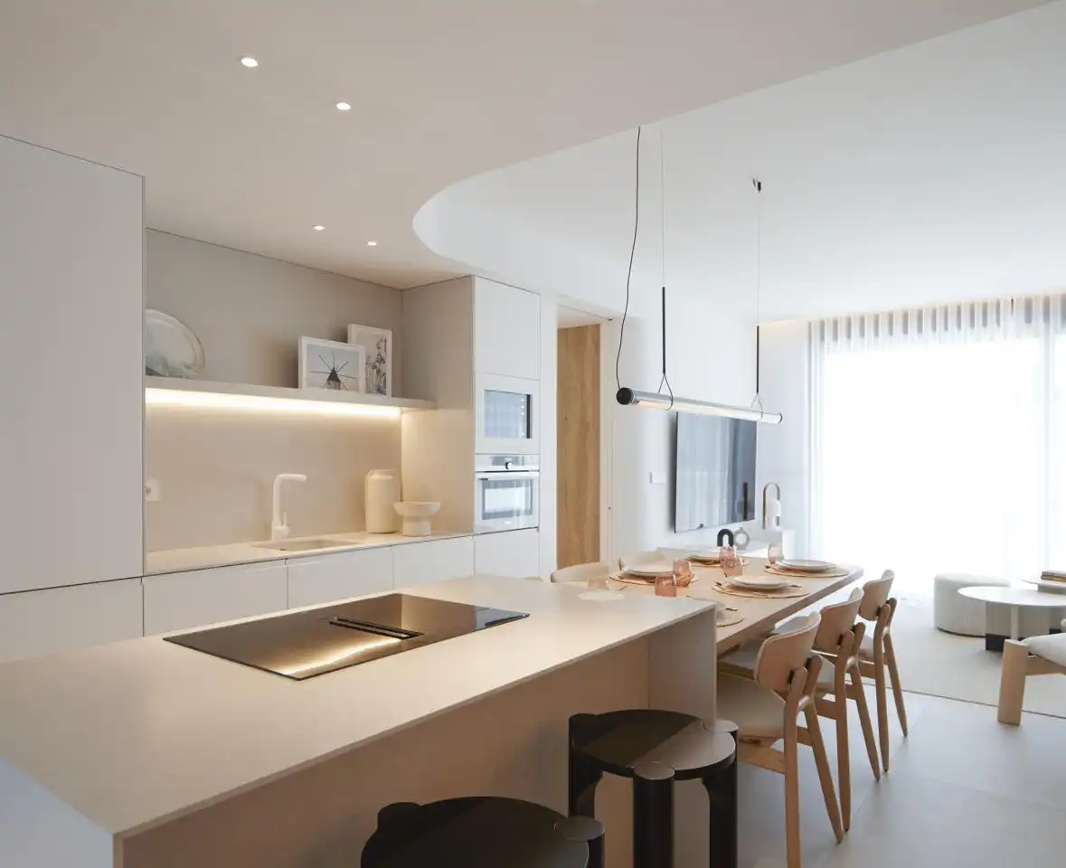 Cocina de Apartamento en venta en La Manga del Mar Menor con Aire acondicionado, Calefacción y Jardín privado