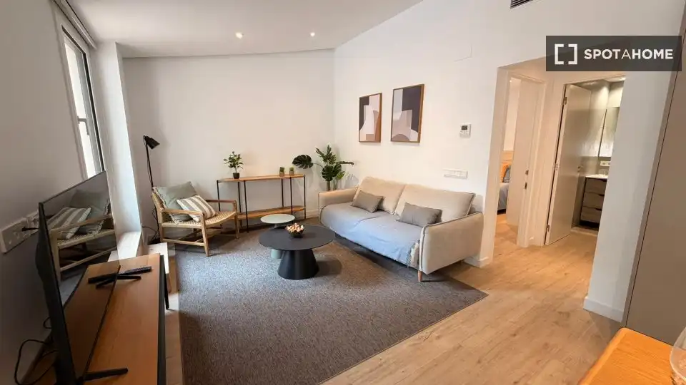 Sala d'estar de Pis per a compartir en Barcelona amb Aire condicionat, Terrassa i Moblat