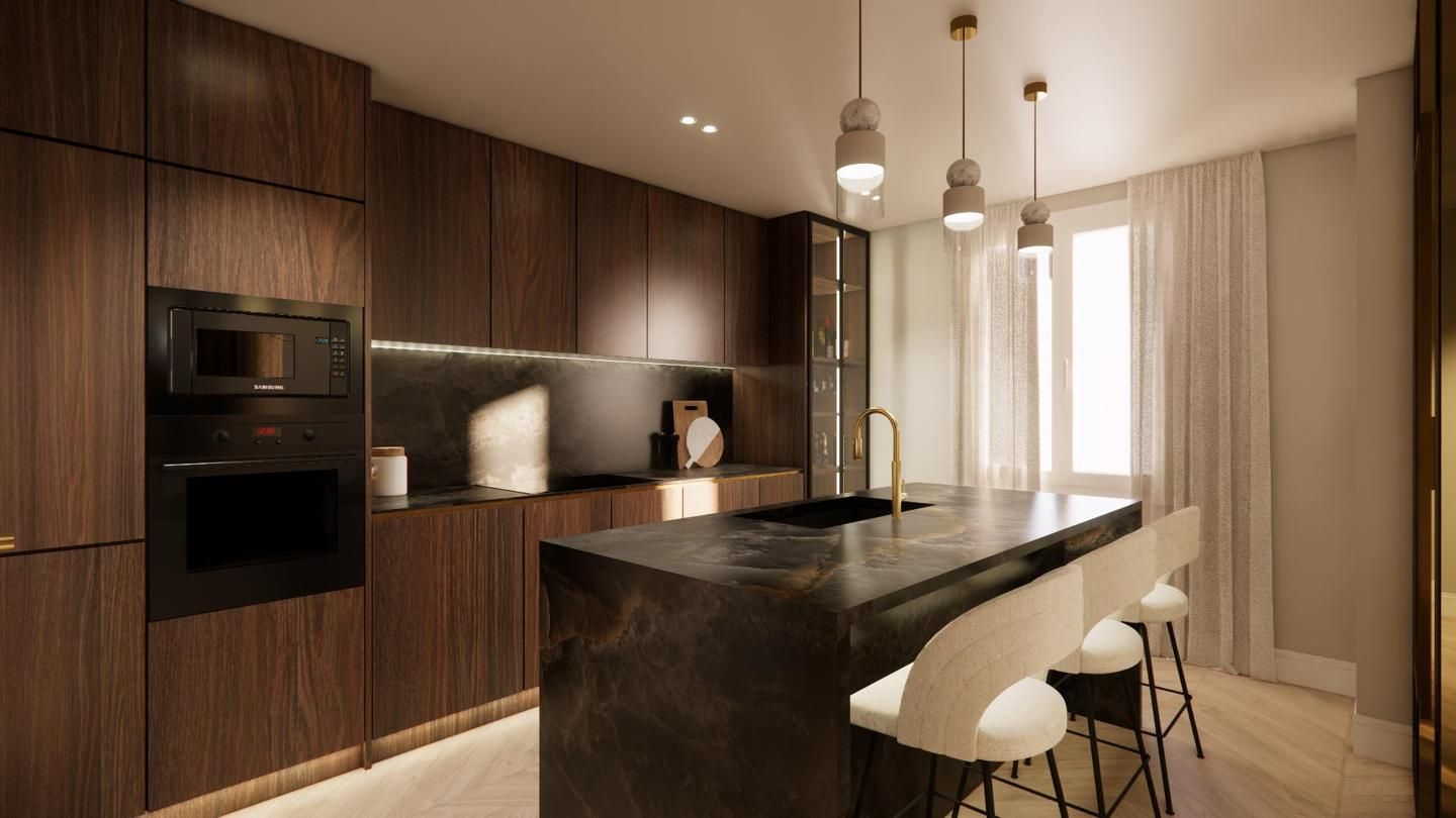 Kitchen of Flat for sale in  Madrid Capital  with Air Conditioner, Heating and Furnished