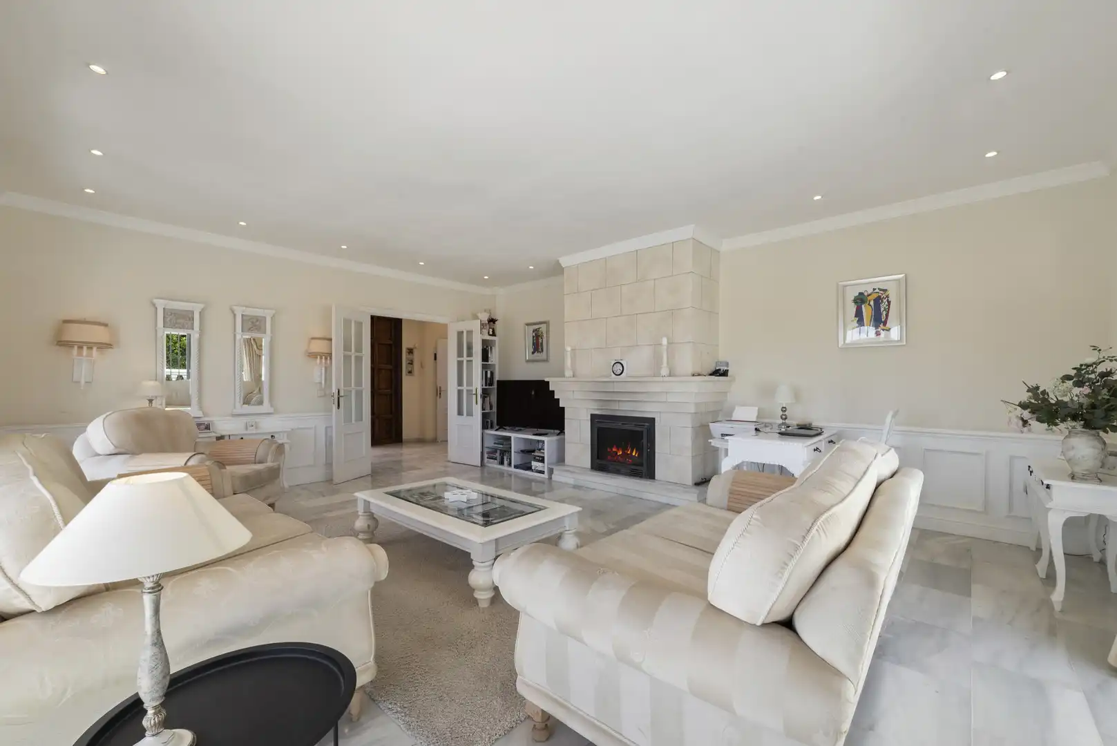 Sala de estar de Casa o chalet en venta en Mijas con Aire acondicionado, Jardín privado y Terraza
