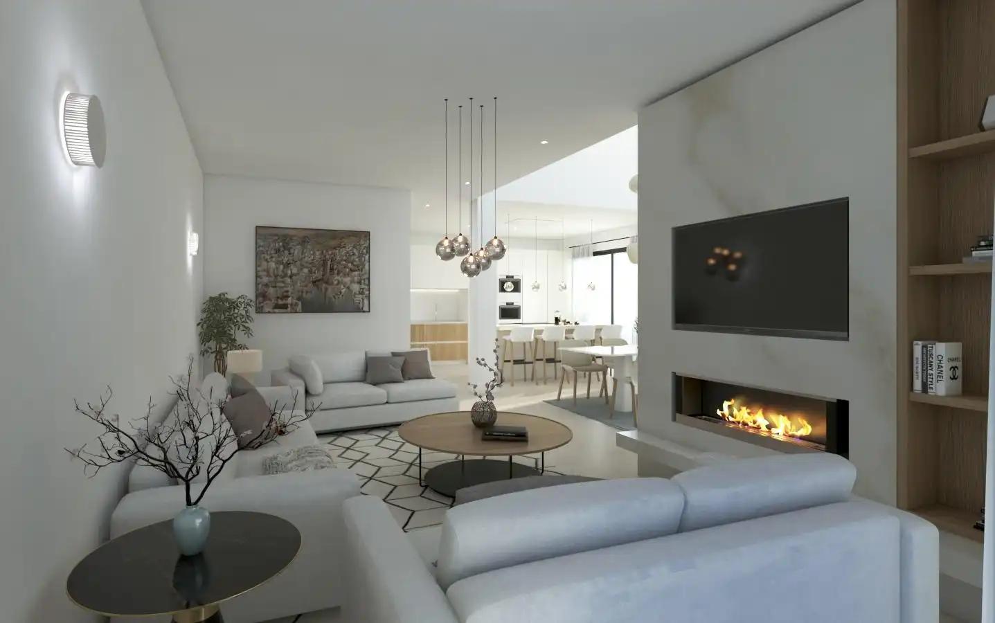 Sala de estar de Casa o chalet en venta en Manilva con Aire acondicionado, Terraza y Piscina