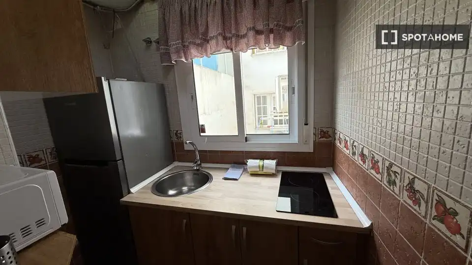 Cuina de Apartament per a compartir en Málaga amb Aire condicionat, Terrassa i Moblat