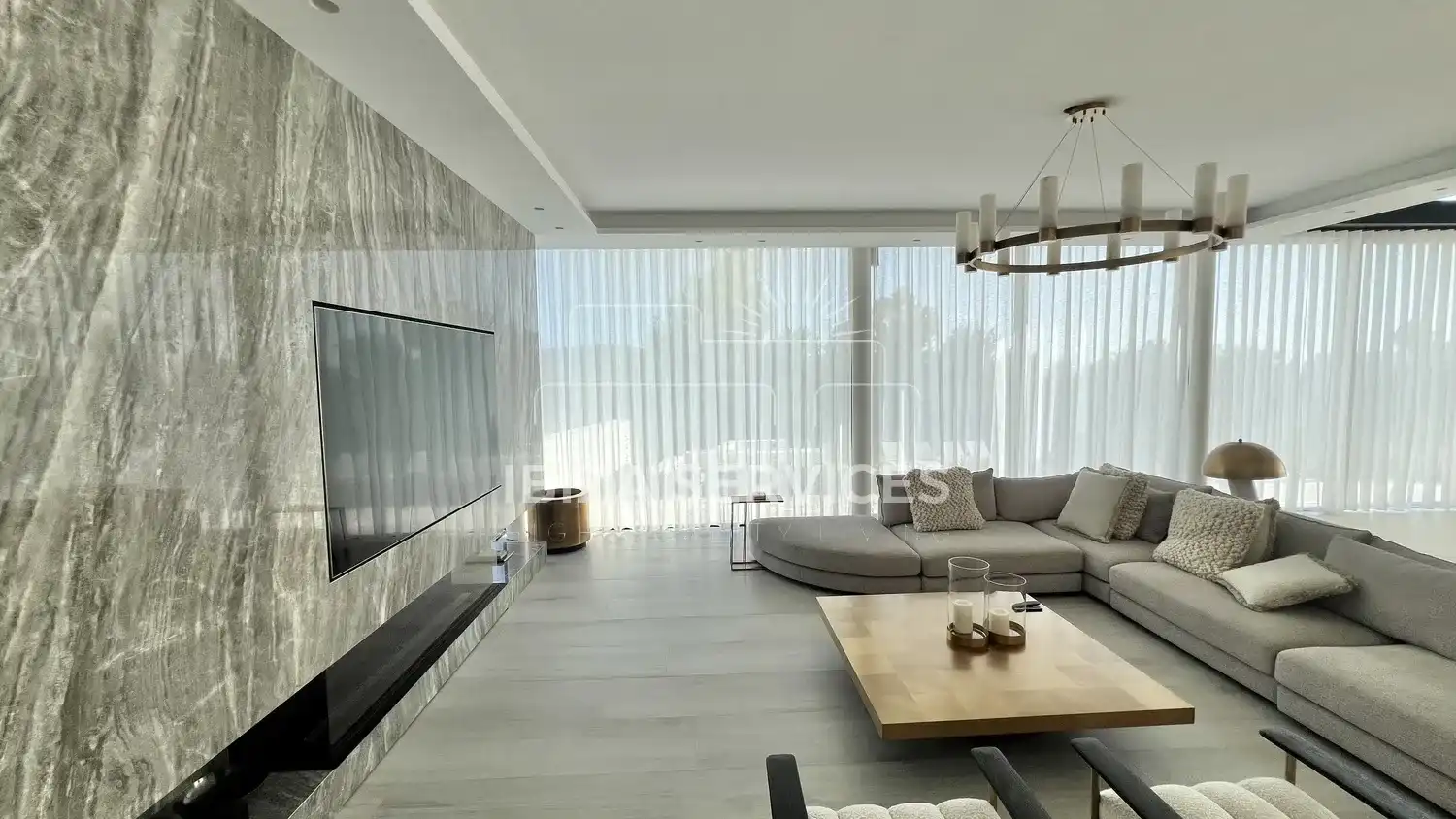 Sala d'estar de Casa o xalet en venda en Santa Eulària des Riu amb Aire condicionat, Jardí privat i Piscina