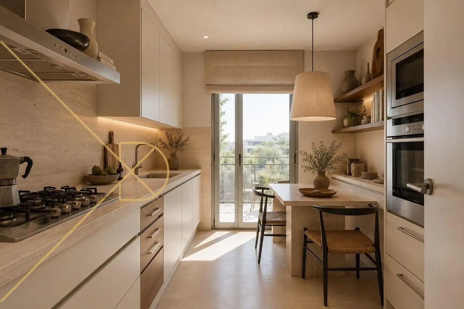 Küche von Wohnung zum Verkauf in Barcelona mit Heizung, Privatgarten und Parkett