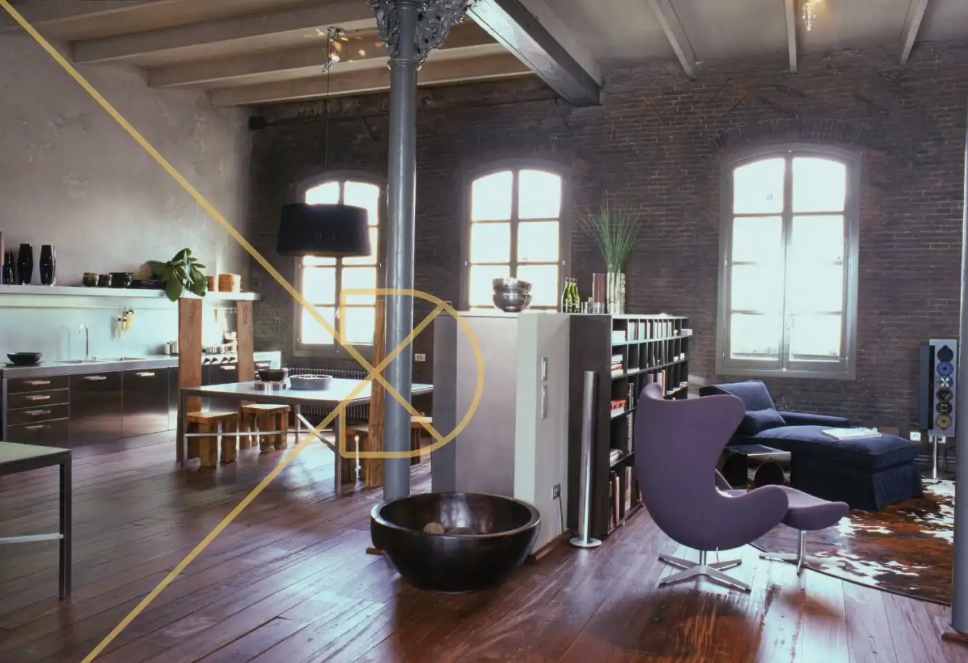 Wohnzimmer von Loft zur Miete in Barcelona mit Klimaanlage, Heizung und Parkett