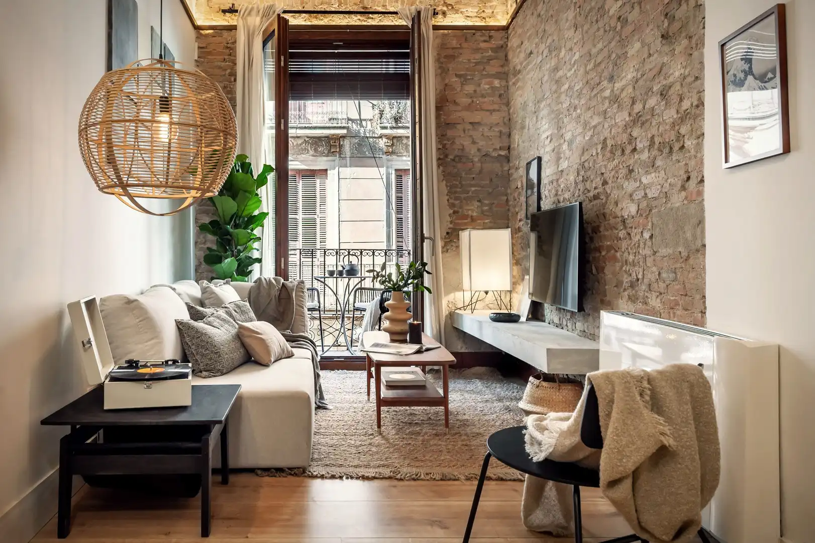Wohnzimmer von Wohnungen zur Miete in Barcelona mit Klimaanlage, Heizung und Terrasse