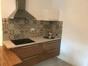 Küche von Haus oder Chalet zur Miete in Castell d'Aro, Platja d'Aro i s'Agaró mit Terrasse, Mikrowelle und Gemeinschaftspool
