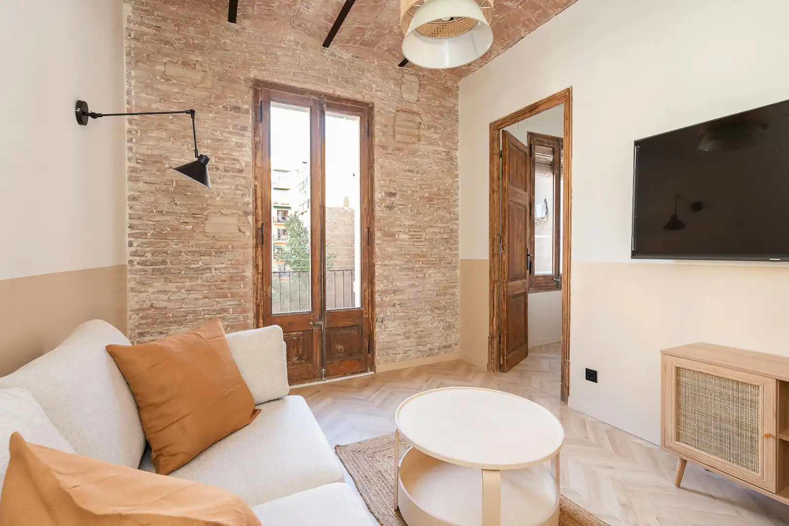 Sala de estar de Piso de alquiler en Barcelona con Aire acondicionado, Calefacción y Amueblado
