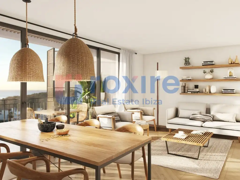 Wohnzimmer von Wohnungen zum Verkauf in Sant Antoni de Portmany mit Privatgarten, Terrasse und Schwimmbad