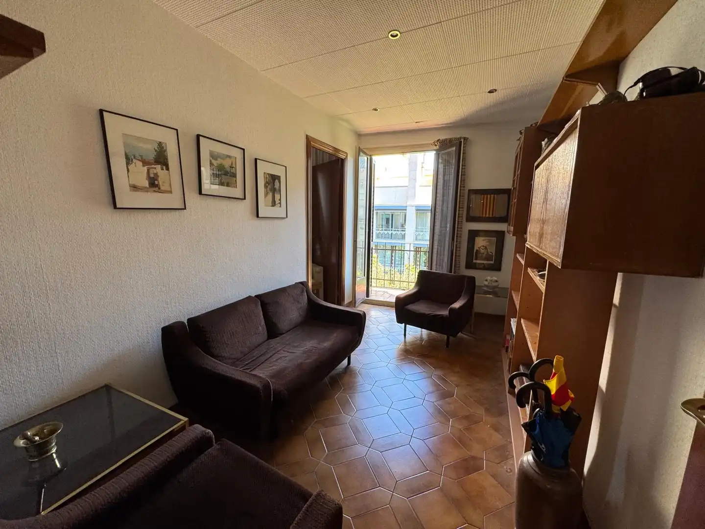 Sala de estar de Piso en venta en Barcelona con Parquet, Amueblado y Horno