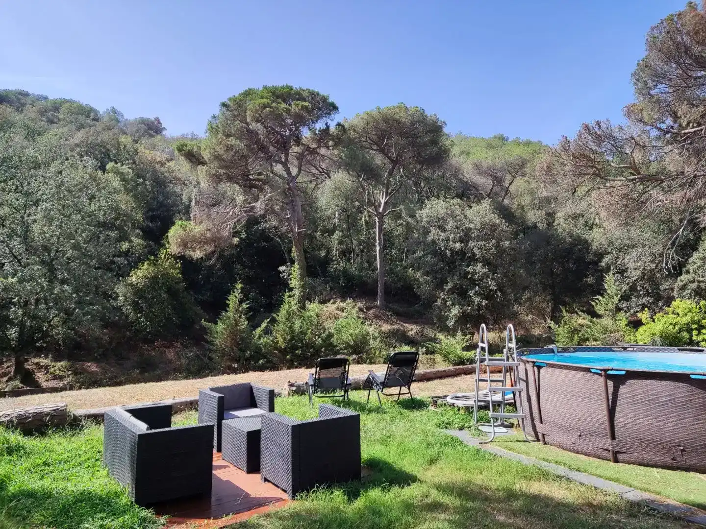 Garten von Loft zur Miete in Vallromanes mit Klimaanlage, Abstellraum und Schwimmbad