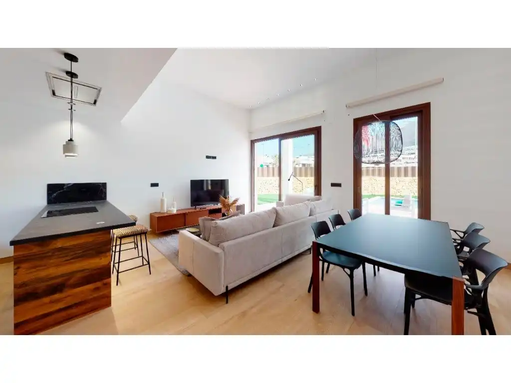 Sala d'estar de Casa o xalet en venda en Finestrat amb Aire condicionat, Jardí privat i Piscina