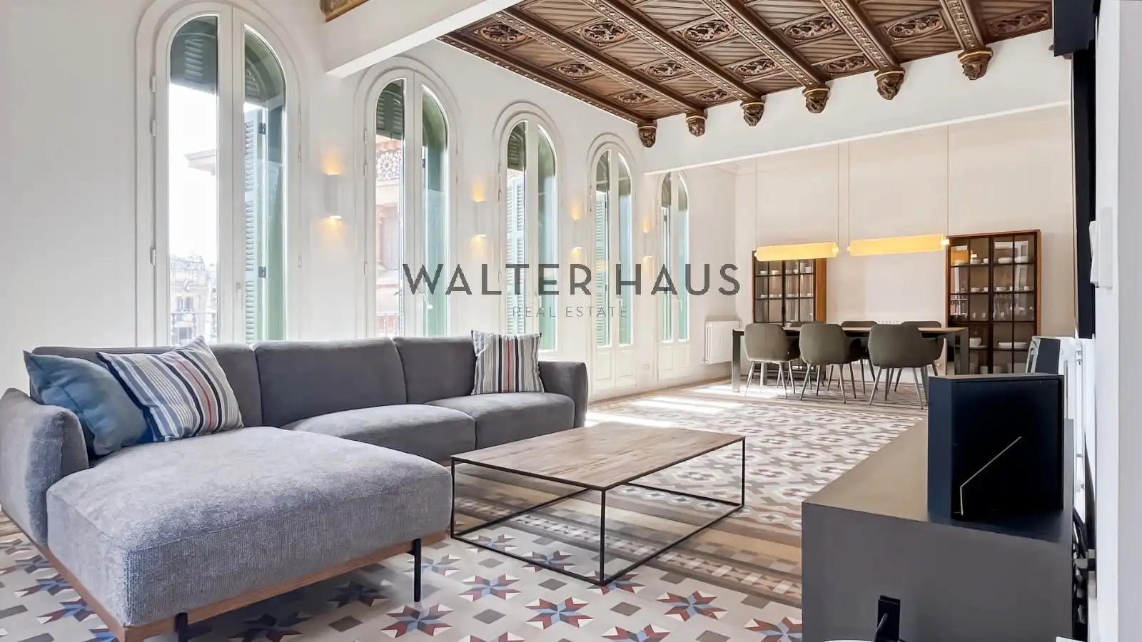 Sala de estar de Piso de alquiler en Barcelona con Aire acondicionado, Calefacción y Terraza