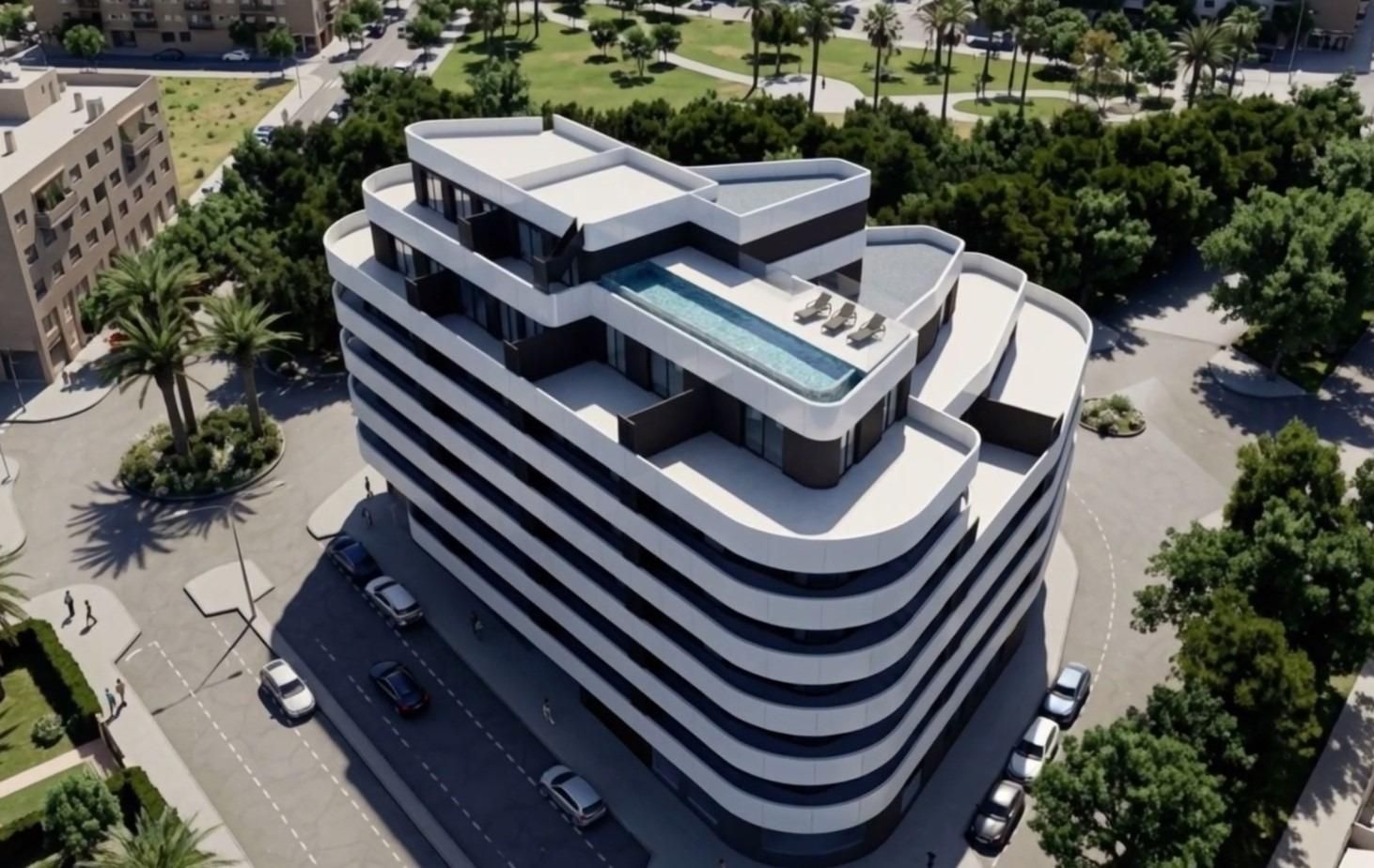 Außenansicht von Wohnung zum Verkauf in Calpe / Calp mit Klimaanlage, Terrasse und Balkon